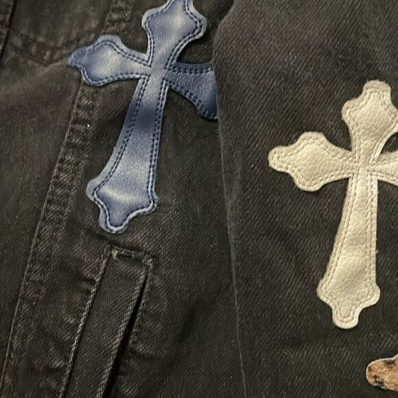 Rockstar Original Exo Patchwork Black Denim Trucker Jacket Size Small - Picture 5 of 10